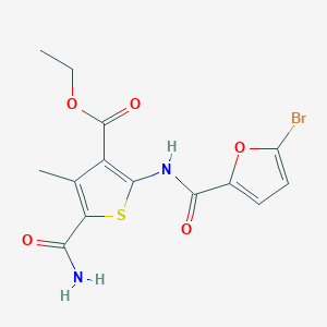 molecular formula C14H13BrN2O5S B331903 ETHYL 2-(5-BROMOFURAN-2-AMIDO)-5-CARBAMOYL-4-METHYLTHIOPHENE-3-CARBOXYLATE 