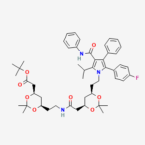 molecular formula C50H64FN3O8 B3319434 Tert-butyl 2-[(4R,6R)-6-[2-[[2-[(4R,6R)-6-[2-[2-(4-fluorophenyl)-3-phenyl-4-(phenylcarbamoyl)-5-propan-2-ylpyrrol-1-yl]ethyl]-2,2-dimethyl-1,3-dioxan-4-yl]acetyl]amino]ethyl]-2,2-dimethyl-1,3-dioxan-4-yl]acetate CAS No. 1116118-82-1