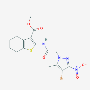 molecular formula C16H17BrN4O5S B331948 METHYL 2-[2-(4-BROMO-5-METHYL-3-NITRO-1H-PYRAZOL-1-YL)ACETAMIDO]-4,5,6,7-TETRAHYDRO-1-BENZOTHIOPHENE-3-CARBOXYLATE 