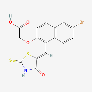 molecular formula C16H10BrNO4S2 B3320317 2-[[6-Bromo-1-[(4-oxo-2-thioxo-5-thiazolidinylidene)methyl]-2-naphthalenyl]oxy]-acetic Acid CAS No. 123021-42-1