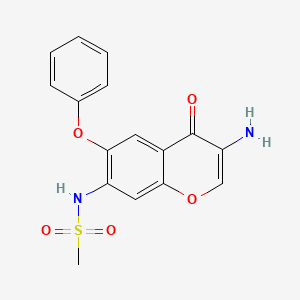 molecular formula C16H14N2O5S B3320411 3-amino-7-methylsulfonylamino-6-phenoxy-4H-1-benzopyran-4-one CAS No. 123663-48-9