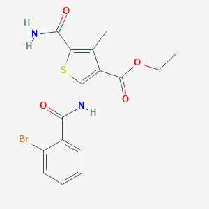 molecular formula C16H15BrN2O4S B332055 ETHYL 2-(2-BROMOBENZAMIDO)-5-CARBAMOYL-4-METHYLTHIOPHENE-3-CARBOXYLATE 