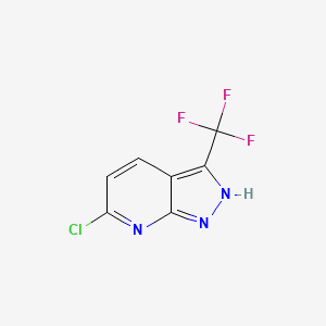 molecular formula C7H3ClF3N3 B3320663 6-chloro-3-(trifluoromethyl)-1H-pyrazolo[3,4-b]pyridine CAS No. 1256835-72-9