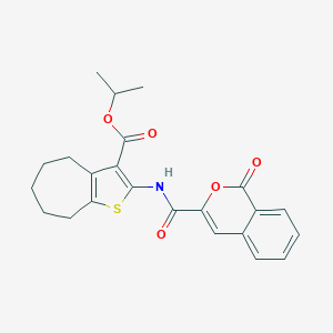 molecular formula C23H23NO5S B332090 PROPAN-2-YL 2-(1-OXO-1H-ISOCHROMENE-3-AMIDO)-4H,5H,6H,7H,8H-CYCLOHEPTA[B]THIOPHENE-3-CARBOXYLATE 