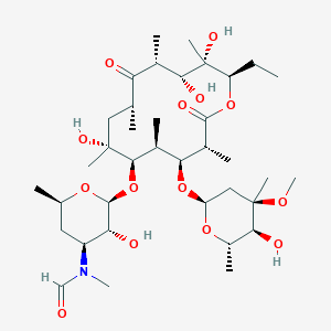 molecular formula C37H65NO14 B3320906 N-[(2S,3R,4S,6R)-2-[[(3R,4S,5S,6R,7R,9R,11R,12R,13S,14R)-14-ethyl-7,12,13-trihydroxy-4-[(2R,4R,5S,6S)-5-hydroxy-4-methoxy-4,6-dimethyloxan-2-yl]oxy-3,5,7,9,11,13-hexamethyl-2,10-dioxo-oxacyclotetradec-6-yl]oxy]-3-hydroxy-6-methyloxan-4-yl]-N-methylformamide CAS No. 127955-44-6