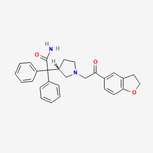 molecular formula C28H28N2O3 B3321290 (S)-2-(1-(2-(2,3-dihydrobenzofuran-5-yl)-2-oxoethyl)pyrrolidin-3-yl)-2,2-diphenylacetamide CAS No. 133034-07-8