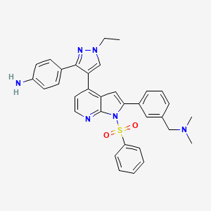 4-(4-(2-(3-((dimethylamino)methyl)phenyl)-1-(phenylsulfonyl)-1H-pyrrolo[2,3-b]pyridin-4-yl)-1-ethyl-1H-pyrazol-3-yl)aniline