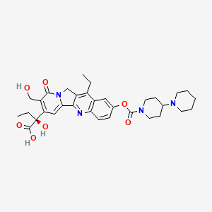 (2S)-2-[12-ethyl-8-(hydroxymethyl)-9-oxo-2-(4-piperidin-1-ylpiperidine-1-carbonyl)oxy-11H-indolizino[1,2-b]quinolin-7-yl]-2-hydroxybutanoic acid