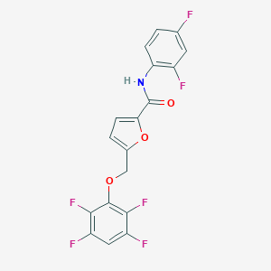 molecular formula C18H9F6NO3 B332222 N-(2,4-difluorophenyl)-5-[(2,3,5,6-tetrafluorophenoxy)methyl]furan-2-carboxamide 
