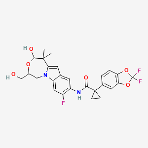 1-(2,2-Difluoro-1,3-benzodioxol-5-yl)-N-(8-fluoro-1,2,4,5-tetrahydro-2-hydroxy-4-(hydroxymethyl)-1,1-dimethyl(1,4)oxazepino(4,5-a)indol-9-yl)cyclopropanecarboxamide
