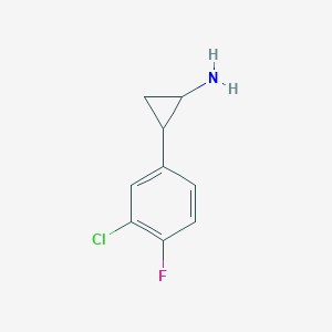 molecular formula C9H9ClFN B3322589 2-(3-Chloro-4-fluorophenyl)cyclopropan-1-amine CAS No. 1487958-68-8