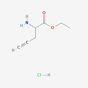 molecular formula C7H12ClNO2 B3323111 Ethyl 2-aminopent-4-ynoate hydrochloride CAS No. 160009-06-3