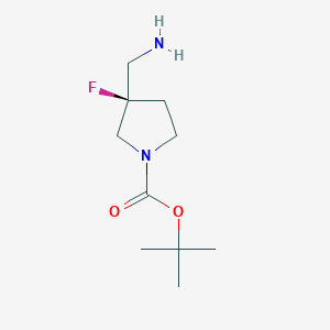 molecular formula C10H19FN2O2 B3323119 (R)-tert-Butyl 3-(aminomethyl)-3-fluoropyrrolidine-1-carboxylate CAS No. 1601461-43-1