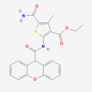 molecular formula C23H20N2O5S B332327 ETHYL 5-CARBAMOYL-4-METHYL-2-(9H-XANTHENE-9-AMIDO)THIOPHENE-3-CARBOXYLATE 