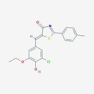 molecular formula C19H16ClNO3S B332342 5-[(Z)-1-(3-CHLORO-5-ETHOXY-4-HYDROXYPHENYL)METHYLIDENE]-2-(4-METHYLPHENYL)-1,3-THIAZOL-4-ONE 