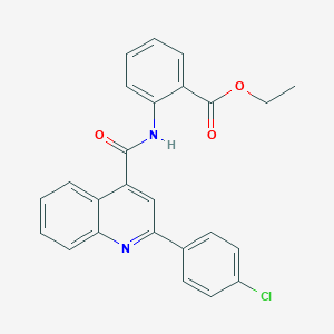 molecular formula C25H19ClN2O3 B332355 ETHYL 2-({[2-(4-CHLOROPHENYL)-4-QUINOLYL]CARBONYL}AMINO)BENZOATE 