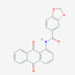 molecular formula C22H13NO5 B332412 N-(9,10-DIOXO-9,10-DIHYDROANTHRACEN-1-YL)-2H-1,3-BENZODIOXOLE-5-CARBOXAMIDE 