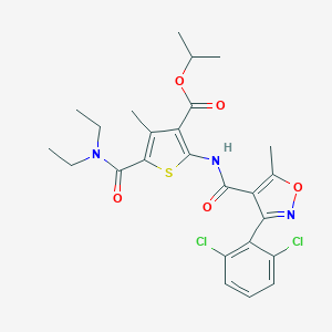 molecular formula C25H27Cl2N3O5S B332440 Isopropyl 2-({[3-(2,6-dichlorophenyl)-5-methyl-4-isoxazolyl]carbonyl}amino)-5-[(diethylamino)carbonyl]-4-methyl-3-thiophenecarboxylate 