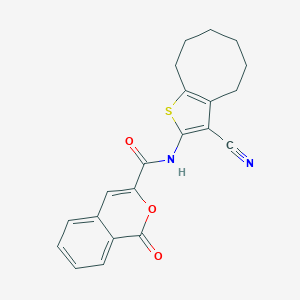 molecular formula C21H18N2O3S B332475 N-{3-CYANO-4H,5H,6H,7H,8H,9H-CYCLOOCTA[B]THIOPHEN-2-YL}-1-OXO-1H-ISOCHROMENE-3-CARBOXAMIDE 