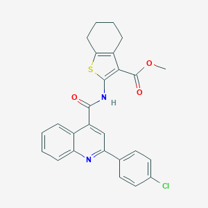 molecular formula C26H21ClN2O3S B332521 METHYL 2-({[2-(4-CHLOROPHENYL)-4-QUINOLYL]CARBONYL}AMINO)-4,5,6,7-TETRAHYDRO-1-BENZOTHIOPHENE-3-CARBOXYLATE 