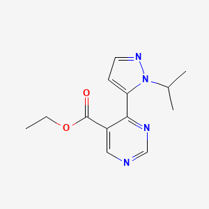 molecular formula C13H16N4O2 B3325302 Ethyl 4-(1-isopropyl-1H-pyrazol-5-yl)pyrimidine-5-carboxylate CAS No. 2096992-06-0