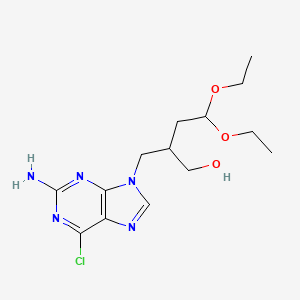 molecular formula C14H22ClN5O3 B3325389 (R)-2-((2-Amino-6-chloro-9H-purin-9-yl)methyl)-4,4-diethoxybutan-1-ol CAS No. 211374-33-3