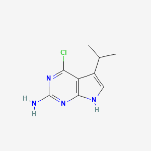 molecular formula C9H11ClN4 B3325467 4-Chloro-5-isopropyl-7H-pyrrolo[2,3-d]pyrimidin-2-amine CAS No. 213623-60-0