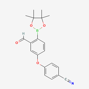 molecular formula C20H20BNO4 B3325489 4-(3-Formyl-4-(4,4,5,5-tetramethyl-1,3,2-dioxaborolan-2-yl)phenoxy)benzonitrile CAS No. 2141947-89-7