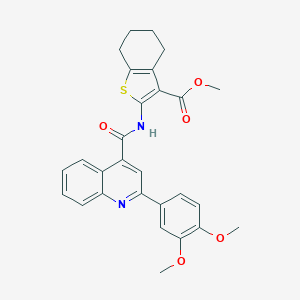 molecular formula C28H26N2O5S B332560 METHYL 2-({[2-(3,4-DIMETHOXYPHENYL)-4-QUINOLYL]CARBONYL}AMINO)-4,5,6,7-TETRAHYDRO-1-BENZOTHIOPHENE-3-CARBOXYLATE 