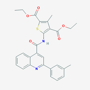 molecular formula C28H26N2O5S B332649 DIETHYL 3-METHYL-5-({[2-(3-METHYLPHENYL)-4-QUINOLYL]CARBONYL}AMINO)-2,4-THIOPHENEDICARBOXYLATE 