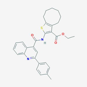 molecular formula C30H30N2O3S B332680 ETHYL 2-({[2-(4-METHYLPHENYL)-4-QUINOLYL]CARBONYL}AMINO)-4,5,6,7,8,9-HEXAHYDROCYCLOOCTA[B]THIOPHENE-3-CARBOXYLATE 