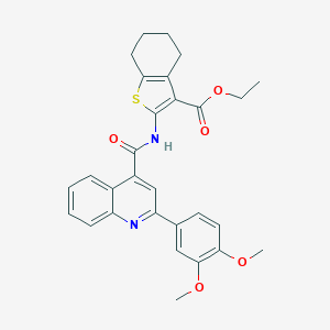 molecular formula C29H28N2O5S B332695 ETHYL 2-({[2-(3,4-DIMETHOXYPHENYL)-4-QUINOLYL]CARBONYL}AMINO)-4,5,6,7-TETRAHYDRO-1-BENZOTHIOPHENE-3-CARBOXYLATE 