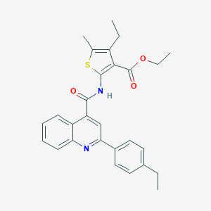 molecular formula C28H28N2O3S B332708 ETHYL 4-ETHYL-2-({[2-(4-ETHYLPHENYL)-4-QUINOLYL]CARBONYL}AMINO)-5-METHYL-3-THIOPHENECARBOXYLATE 