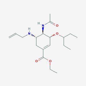molecular formula C19H32N2O4 B3327087 ethyl (3R,4R,5S)-4-acetamido-5-(allylamino)-3-(pentan-3-yloxy)cyclohex-1-ene-1-carboxylate CAS No. 312904-18-0
