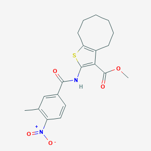 molecular formula C20H22N2O5S B332754 Methyl 2-[(3-methyl-4-nitrobenzoyl)amino]-4,5,6,7,8,9-hexahydrocycloocta[b]thiophene-3-carboxylate 