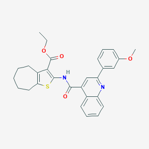molecular formula C29H28N2O4S B332755 ETHYL 2-({[2-(3-METHOXYPHENYL)-4-QUINOLYL]CARBONYL}AMINO)-5,6,7,8-TETRAHYDRO-4H-CYCLOHEPTA[B]THIOPHENE-3-CARBOXYLATE 