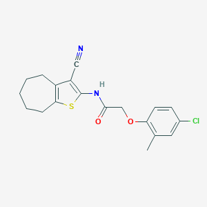 molecular formula C19H19ClN2O2S B332785 2-(4-chloro-2-methylphenoxy)-N-{3-cyano-4H,5H,6H,7H,8H-cyclohepta[b]thiophen-2-yl}acetamide 