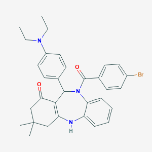 molecular formula C32H34BrN3O2 B332786 10-(4-bromobenzoyl)-11-[4-(diethylamino)phenyl]-3,3-dimethyl-2,3,4,5,10,11-hexahydro-1H-dibenzo[b,e][1,4]diazepin-1-one 