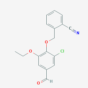 molecular formula C17H14ClNO3 B3328291 2-[(2-Chloro-6-ethoxy-4-formylphenoxy)methyl]benzonitrile CAS No. 443290-94-6