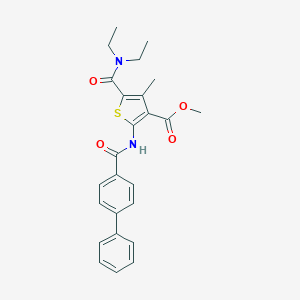 molecular formula C25H26N2O4S B332835 methyl 2-[([1,1'-biphenyl]-4-ylcarbonyl)amino]-5-[(diethylamino)carbonyl]-4-methyl-3-thiophenecarboxylate 
