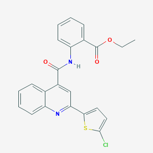 molecular formula C23H17ClN2O3S B332846 ETHYL 2-[2-(5-CHLOROTHIOPHEN-2-YL)QUINOLINE-4-AMIDO]BENZOATE 