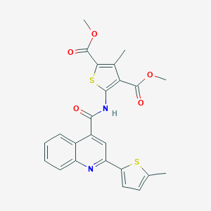 molecular formula C24H20N2O5S2 B332905 DIMETHYL 3-METHYL-5-({[2-(5-METHYL-2-THIENYL)-4-QUINOLYL]CARBONYL}AMINO)-2,4-THIOPHENEDICARBOXYLATE 