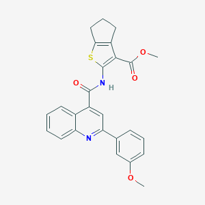molecular formula C26H22N2O4S B332968 methyl 2-[2-(3-methoxyphenyl)quinoline-4-amido]-4H,5H,6H-cyclopenta[b]thiophene-3-carboxylate 