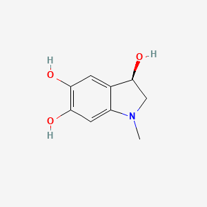 molecular formula C9H11NO3 B3329687 (3R)-1-Methyl-2,3-dihydro-1H-indole-3,5,6-triol CAS No. 62322-82-1