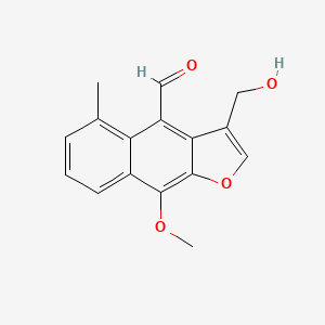 molecular formula C16H14O4 B3329725 3-(HYDROXYMETHYL)-9-METHOXY-5-METHYLNAPHTHO[2,3-B]FURAN-4-CARBALDEHYDE CAS No. 62706-43-8