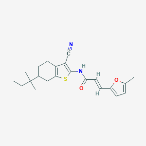 molecular formula C22H26N2O2S B333008 (E)-N-[3-CYANO-6-(TERT-PENTYL)-4,5,6,7-TETRAHYDRO-1-BENZOTHIOPHEN-2-YL]-3-(5-METHYL-2-FURYL)-2-PROPENAMIDE 