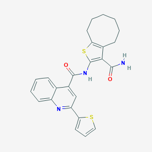 molecular formula C25H23N3O2S2 B333061 N-[3-(AMINOCARBONYL)-4,5,6,7,8,9-HEXAHYDROCYCLOOCTA[B]THIOPHEN-2-YL]-2-(2-THIENYL)-4-QUINOLINECARBOXAMIDE 