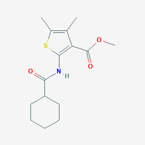 molecular formula C15H21NO3S B333074 methyl 2-[(cyclohexylcarbonyl)amino]-4,5-dimethyl-3-thiophenecarboxylate 