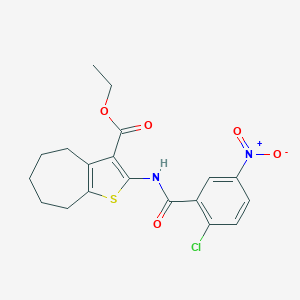 molecular formula C19H19ClN2O5S B333087 ethyl 2-[(2-chloro-5-nitrobenzoyl)amino]-5,6,7,8-tetrahydro-4H-cyclohepta[b]thiophene-3-carboxylate 