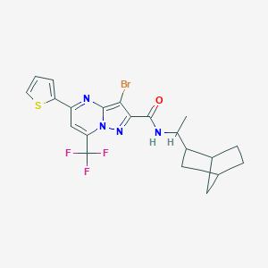 molecular formula C21H20BrF3N4OS B333108 N-(1-bicyclo[2.2.1]hept-2-ylethyl)-3-bromo-5-(2-thienyl)-7-(trifluoromethyl)pyrazolo[1,5-a]pyrimidine-2-carboxamide 